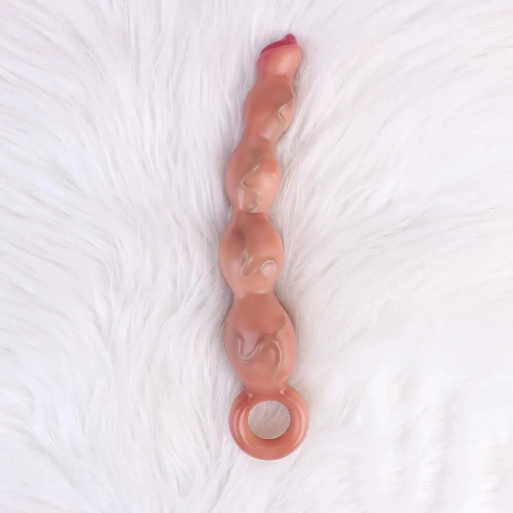 9.8in Big Vibrating Silicone Soft Pulling Beads G Spot Dildo With 3 Motors