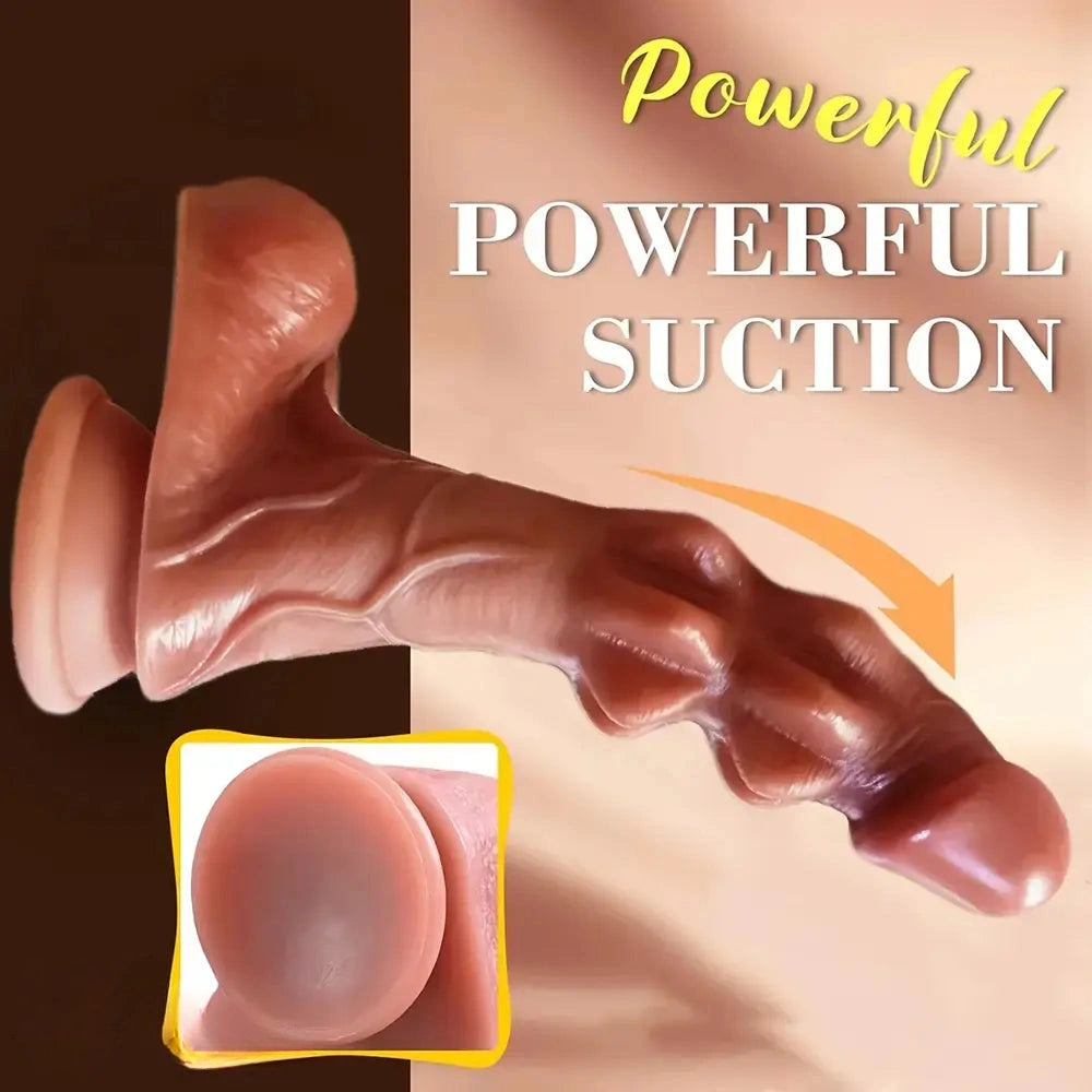 9.8in Double Layer Silicone Fantasy Soft Realistic Hands-free Play Dildo