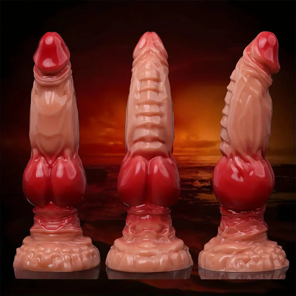 9.8in Dragon Head Big Knot Animal Monster Female Dildo With Suction Cup