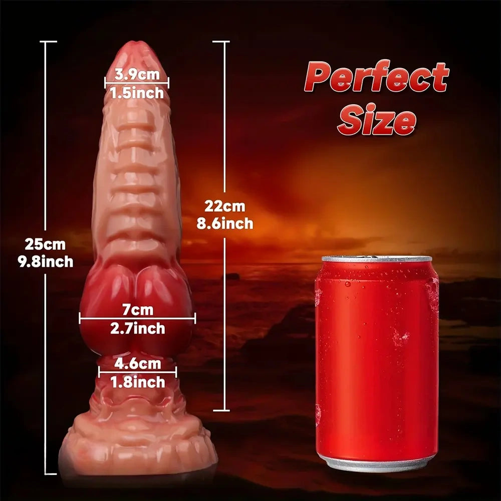 9.8in Dragon Head Big Knot Animal Monster Female Dildo With Suction Cup