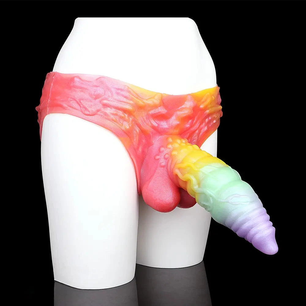 9.92in Sheath Strap on Dildo Silicone Monster Creature Cock Big Dildo