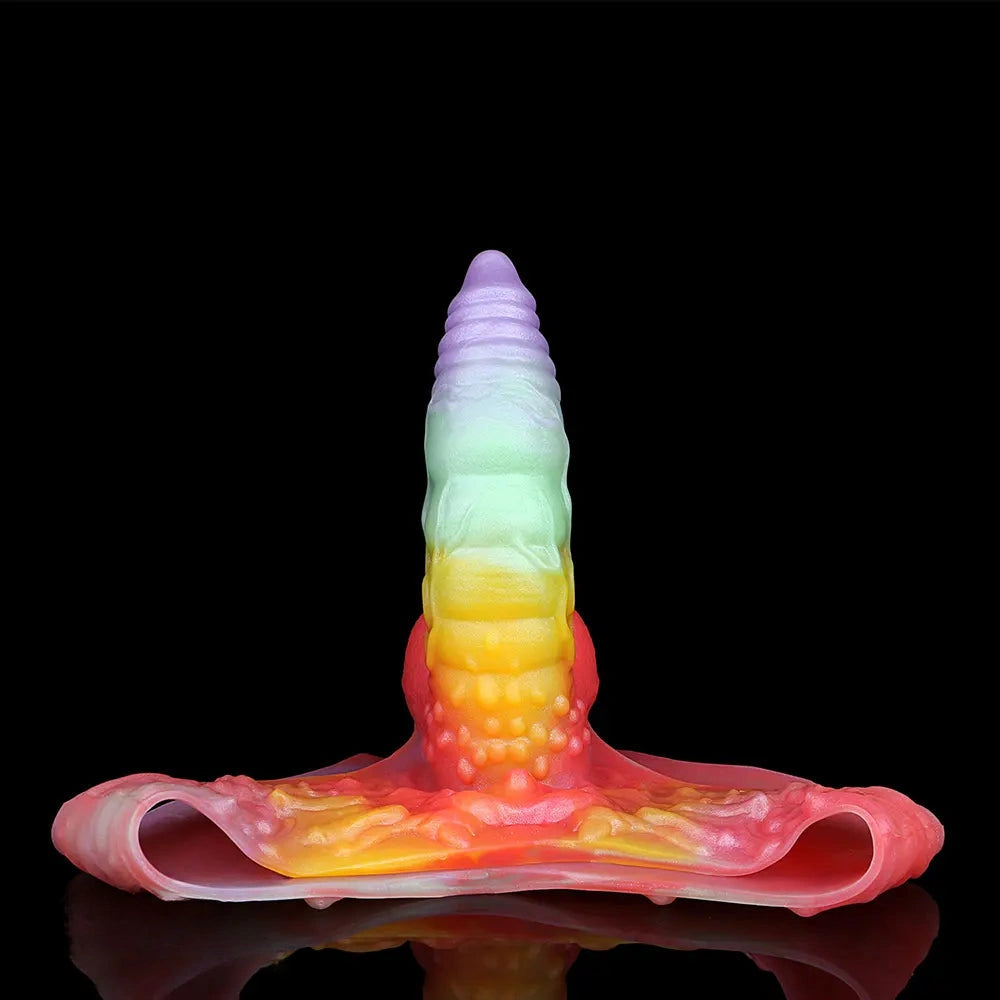 9.92in Sheath Strap on Dildo Silicone Monster Creature Cock Big Dildo