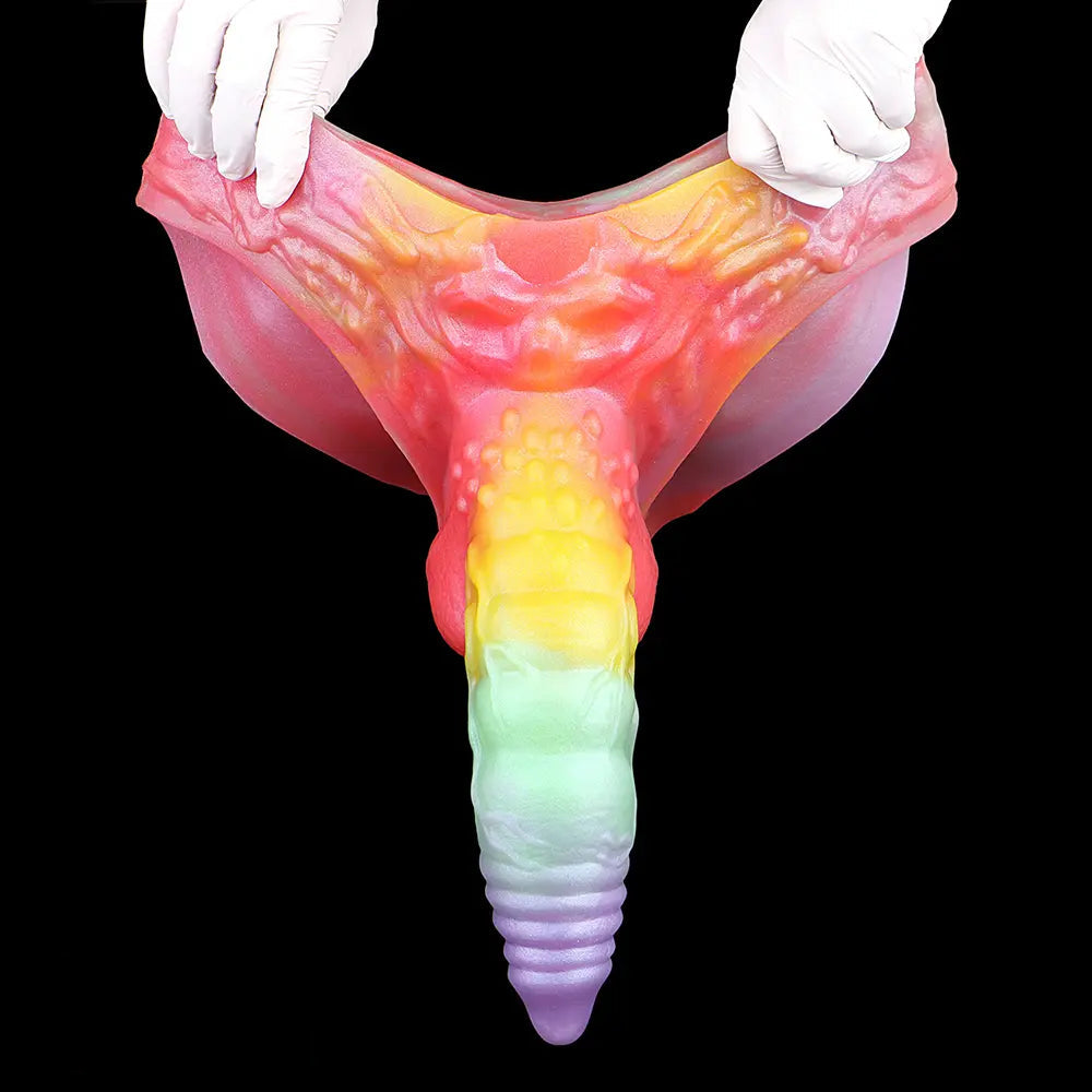 9.92in Sheath Strap on Dildo Silicone Monster Creature Cock Big Dildo