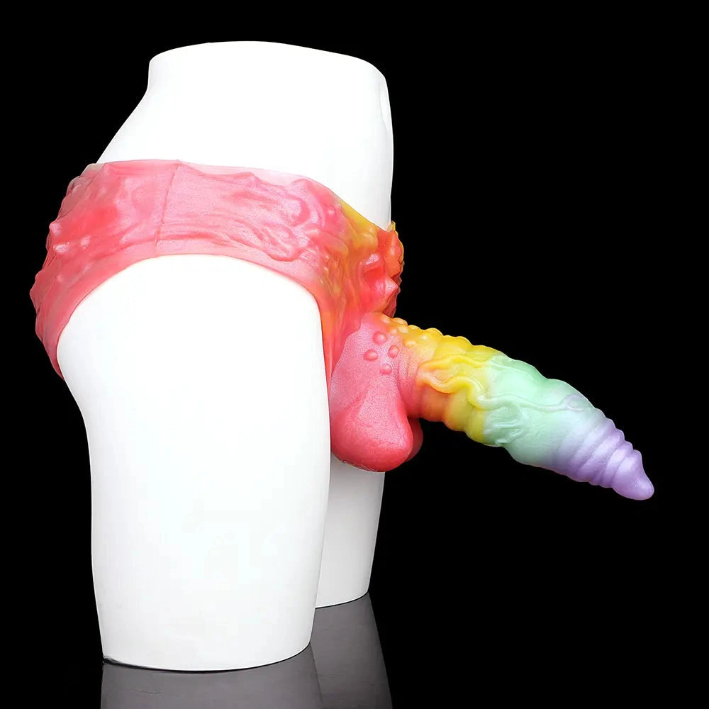 9.92in Sheath Strap on Dildo Silicone Monster Creature Cock Big Dildo