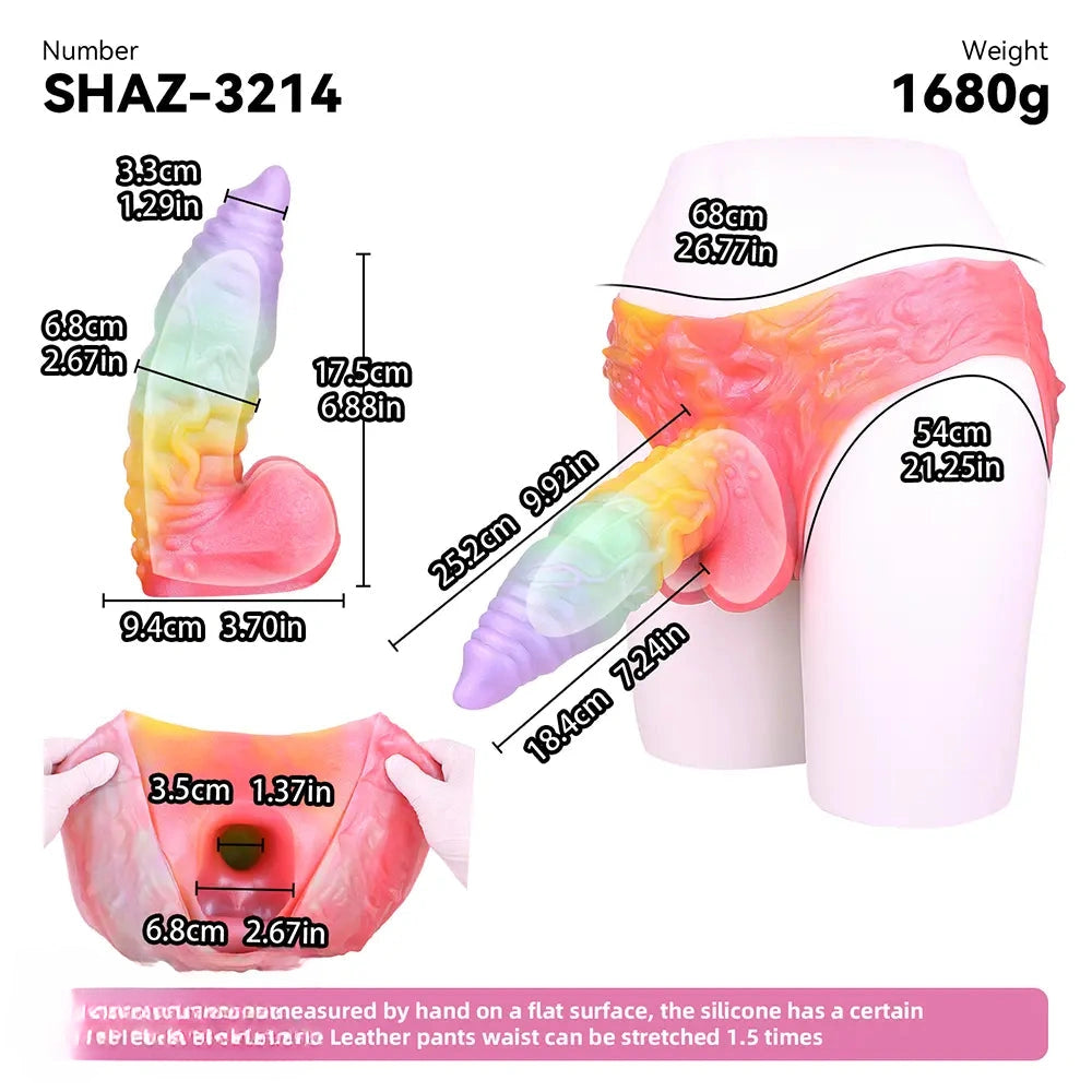 9.92in Sheath Strap on Dildo Silicone Monster Creature Cock Big Dildo