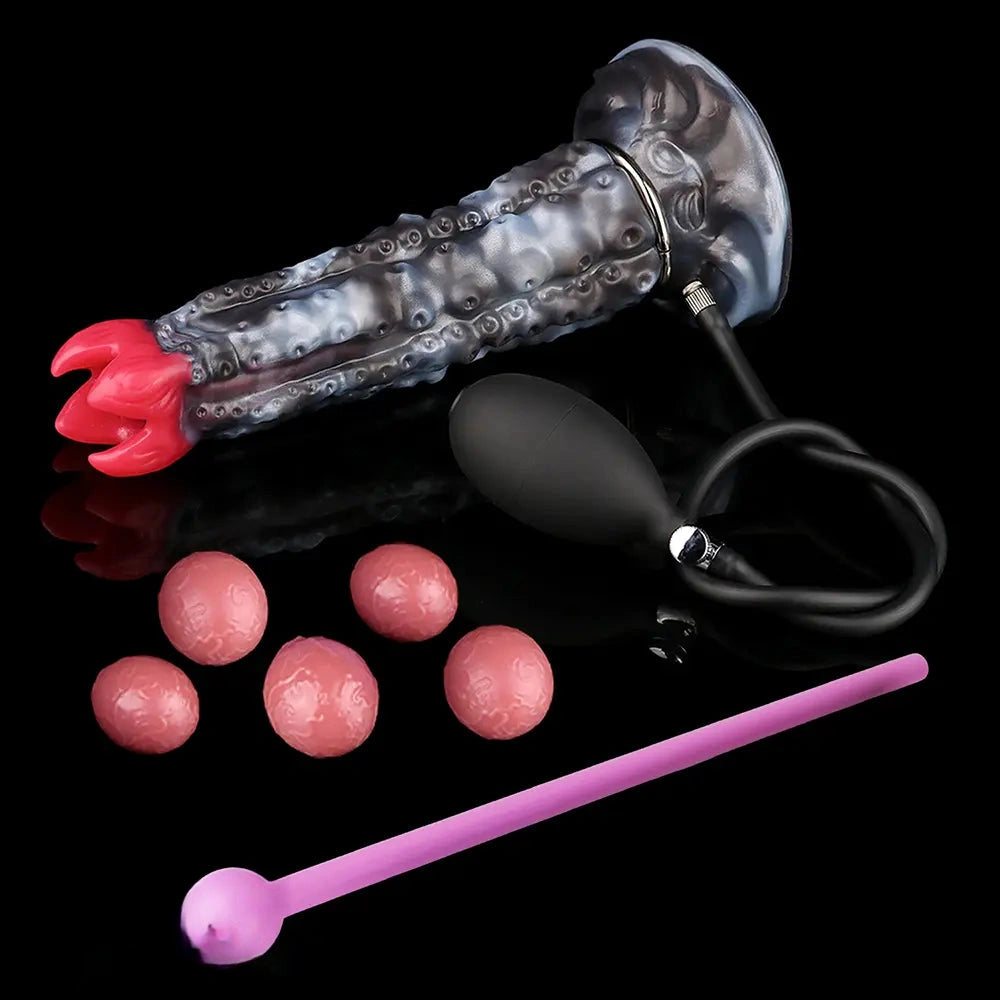 9.92in Tentacle Ovipositor Egg Laying Inflatable Dildo For Adult Masturbation