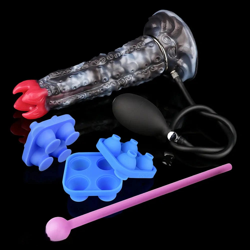 9.92in Tentacle Ovipositor Egg Laying Inflatable Dildo For Adult Masturbation