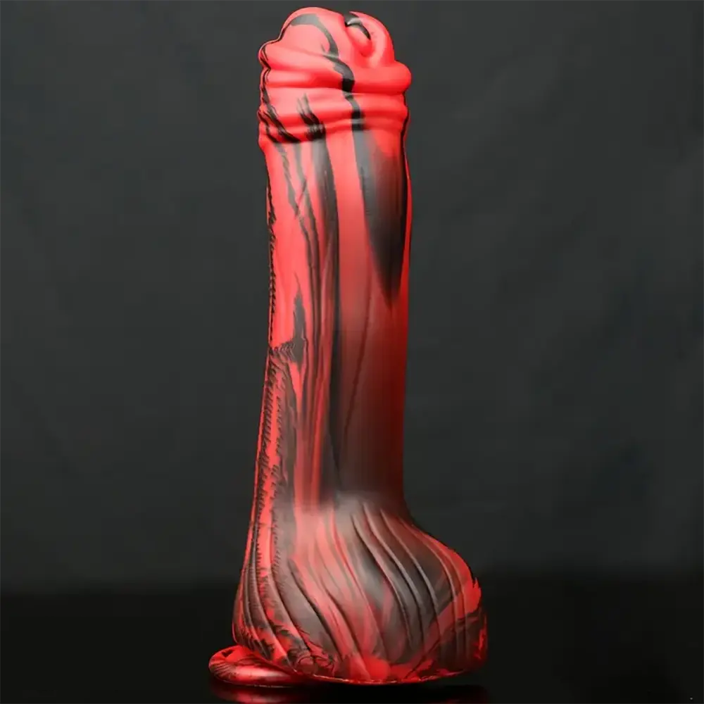 9.96in Big Horse Silicone Realistic Red Black Dildo For Anal Stimulation