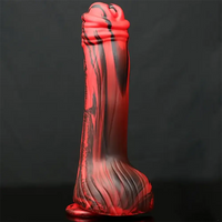9.96in Big Horse Silicone Realistic Red Black Dildo For Anal Stimulation