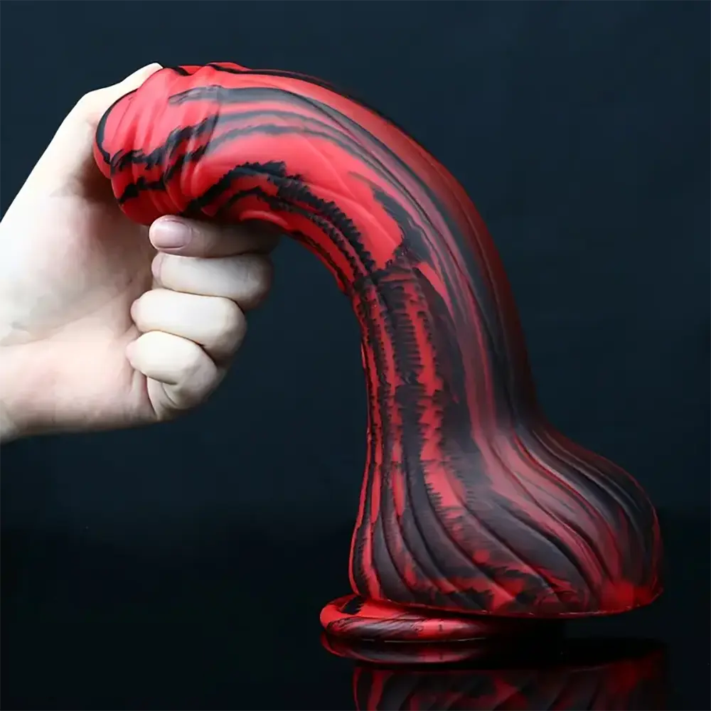 9.96in Big Horse Silicone Realistic Red Black Dildo For Anal Stimulation