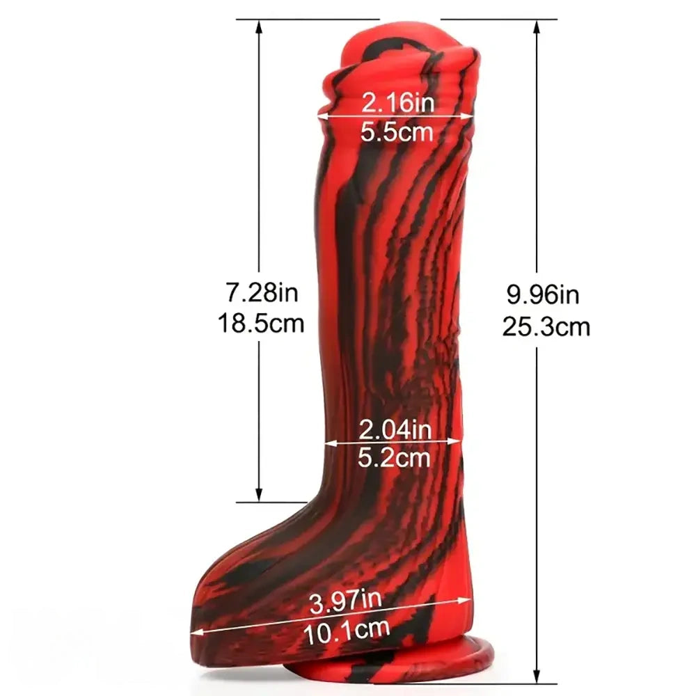9.96in Big Horse Silicone Realistic Red Black Dildo For Anal Stimulation