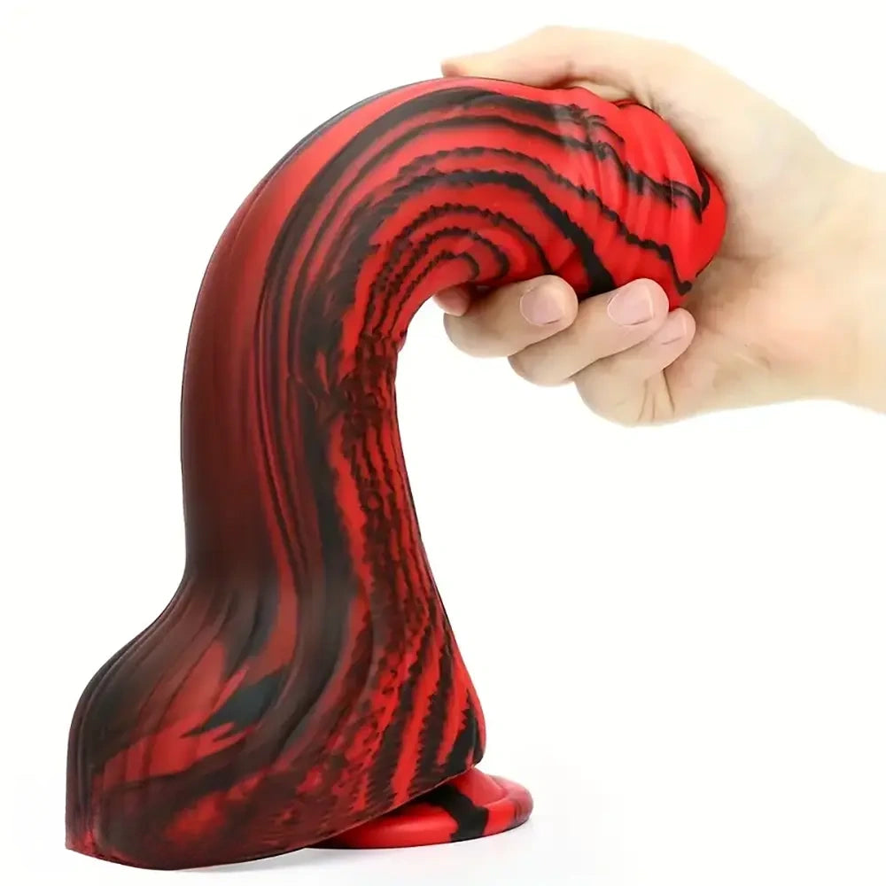 9.96in Big Horse Silicone Realistic Red Black Dildo For Anal Stimulation
