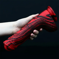 9.96in Big Horse Silicone Realistic Red Black Dildo For Anal Stimulation