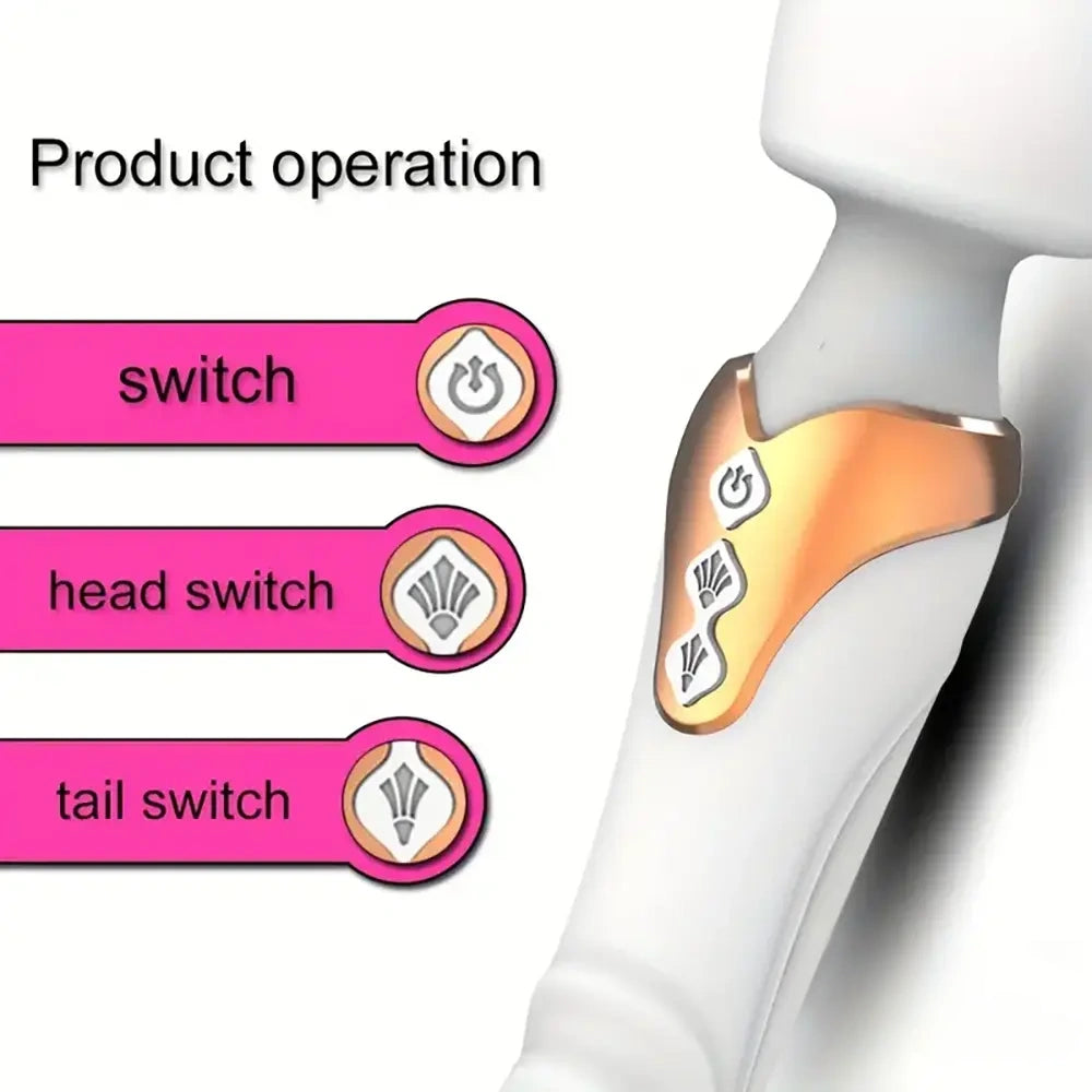 9.96in Dual Motor Silicone Large Wand G-Spot Vibrating Dildo Vibrator