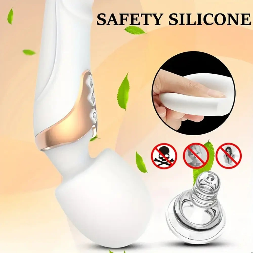 9.96in Dual Motor Silicone Large Wand G-Spot Vibrating Dildo Vibrator