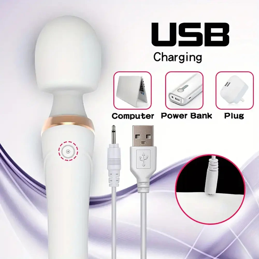 9.96in Dual Motor Silicone Large Wand G-Spot Vibrating Dildo Vibrator