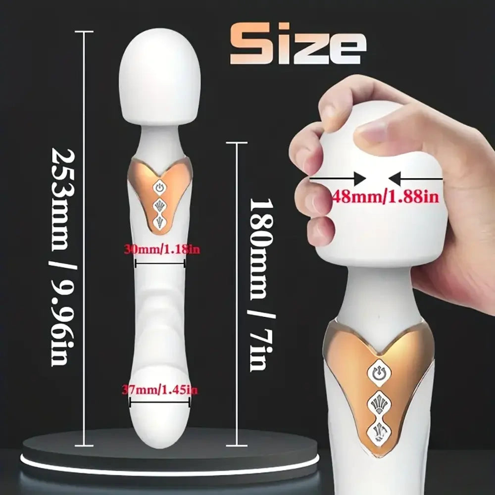9.96in Dual Motor Silicone Large Wand G-Spot Vibrating Dildo Vibrator