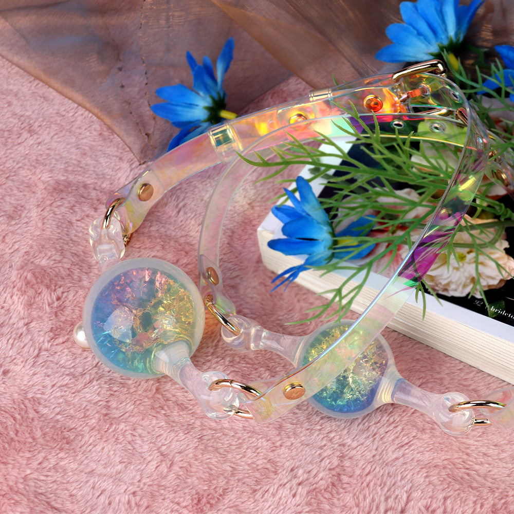 Holographic Iridescent Aurora Ball Gag with Adjustable Buckle Strap