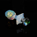 Woven Light Aurora Crystal Silicone Anal Plug with Sculpted Petal Base