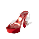 Crimson Metallic High-Heel Platform Sandals with Built-In Butt Plug Heel