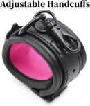 Upgraded BDSM PU Leather Handcuffs Adjustable Cuffs Sex Toy for Couples