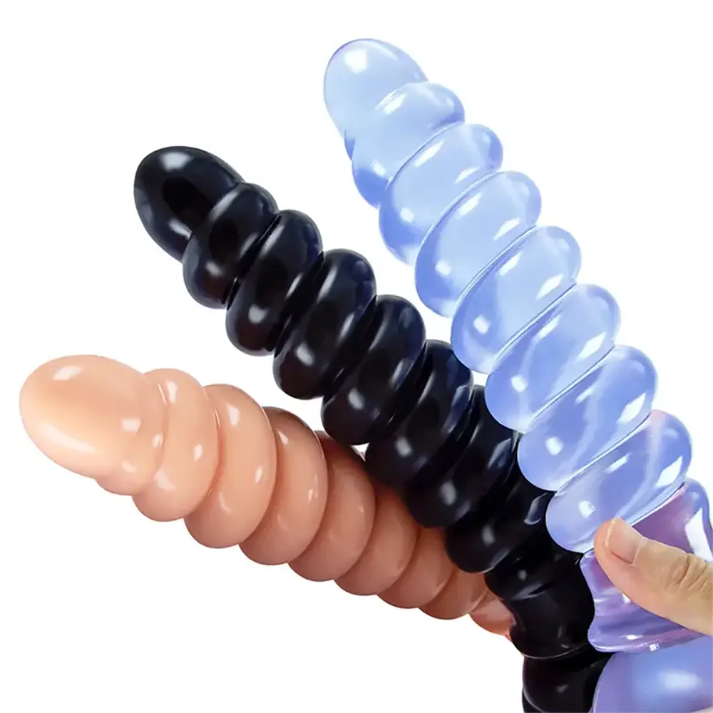 9in Anal Dildo With Thread Twists Flexible Spiral Anal Plug Anus Dilator