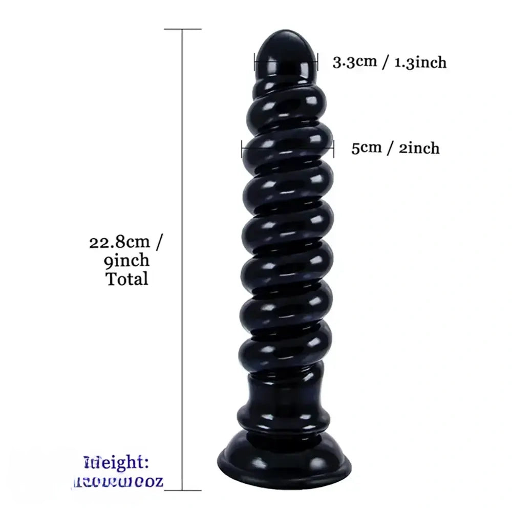9in Anal Dildo With Thread Twists Flexible Spiral Anal Plug Anus Dilator