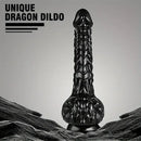 9in Dragon Big Black Fantasy Penis Scales Bumps PVC Cock Dildo