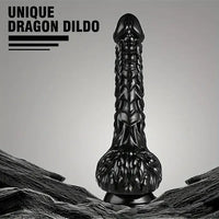 9in Dragon Big Black Fantasy Penis Scales Bumps PVC Cock Dildo