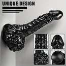 9in Dragon Big Black Fantasy Penis Scales Bumps PVC Cock Dildo