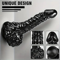 9in Dragon Big Black Fantasy Penis Scales Bumps PVC Cock Dildo