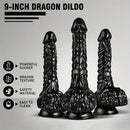 9in Dragon Big Black Fantasy Penis Scales Bumps PVC Cock Dildo