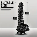 9in Dragon Big Black Fantasy Penis Scales Bumps PVC Cock Dildo