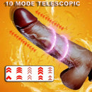 9in Ebony 4in1 Heating Thrusting Vibrating Rotation Remote Control Dildo