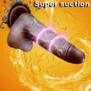 9in Ebony 4in1 Heating Thrusting Vibrating Rotation Remote Control Dildo