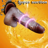 9in Ebony 4in1 Heating Thrusting Vibrating Rotation Remote Control Dildo