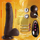 9in Ebony 4in1 Heating Thrusting Vibrating Rotation Remote Control Dildo
