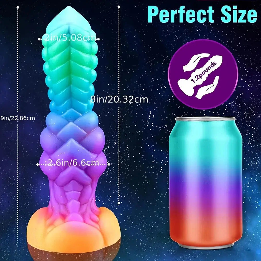 9in Fantasy Knot Silicone Monster Luminous Dildo For Anus Clit Sex Orgasm