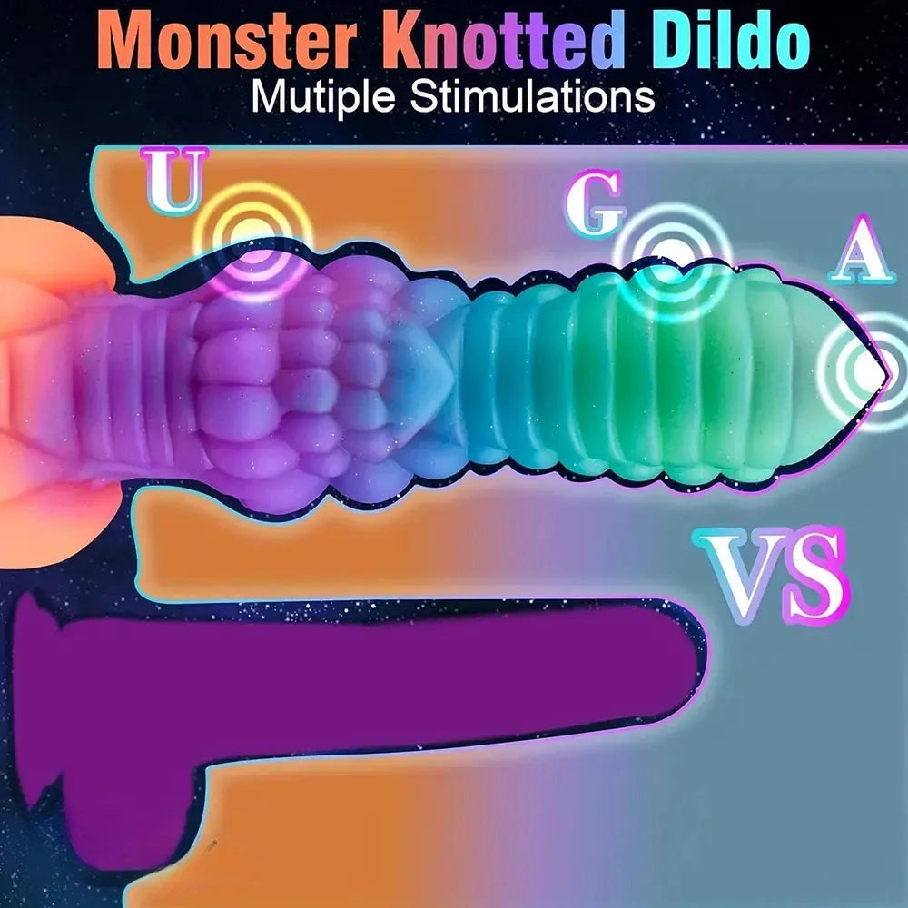 9in Fantasy Knot Silicone Monster Luminous Dildo For Anus Clit Sex Orgasm