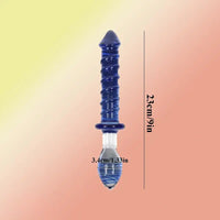9in Female Pull Beads Anal Plug Threaded Double-head Glass Handle Dildo
