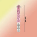 9in Female Pull Beads Anal Plug Threaded Double-head Glass Handle Dildo