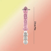 9in Female Pull Beads Anal Plug Threaded Double-head Glass Handle Dildo