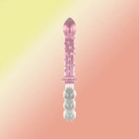 9in Female Pull Beads Anal Plug Threaded Double-head Glass Handle Dildo