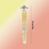 9in Female Pull Beads Anal Plug Threaded Double-head Glass Handle Dildo