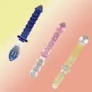 9in Female Pull Beads Anal Plug Threaded Double-head Glass Handle Dildo