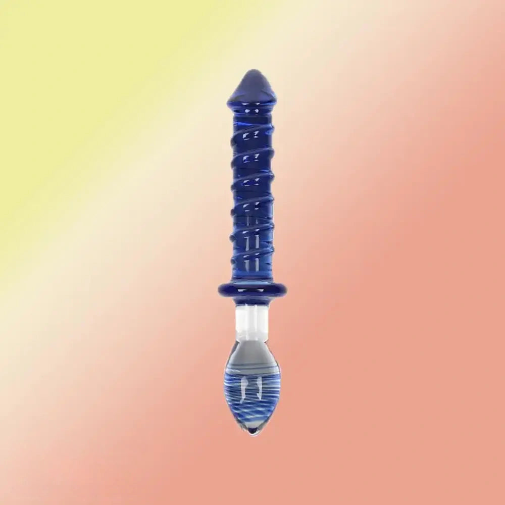 9in Female Pull Beads Anal Plug Threaded Double-head Glass Handle Dildo