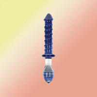 9in Female Pull Beads Anal Plug Threaded Double-head Glass Handle Dildo