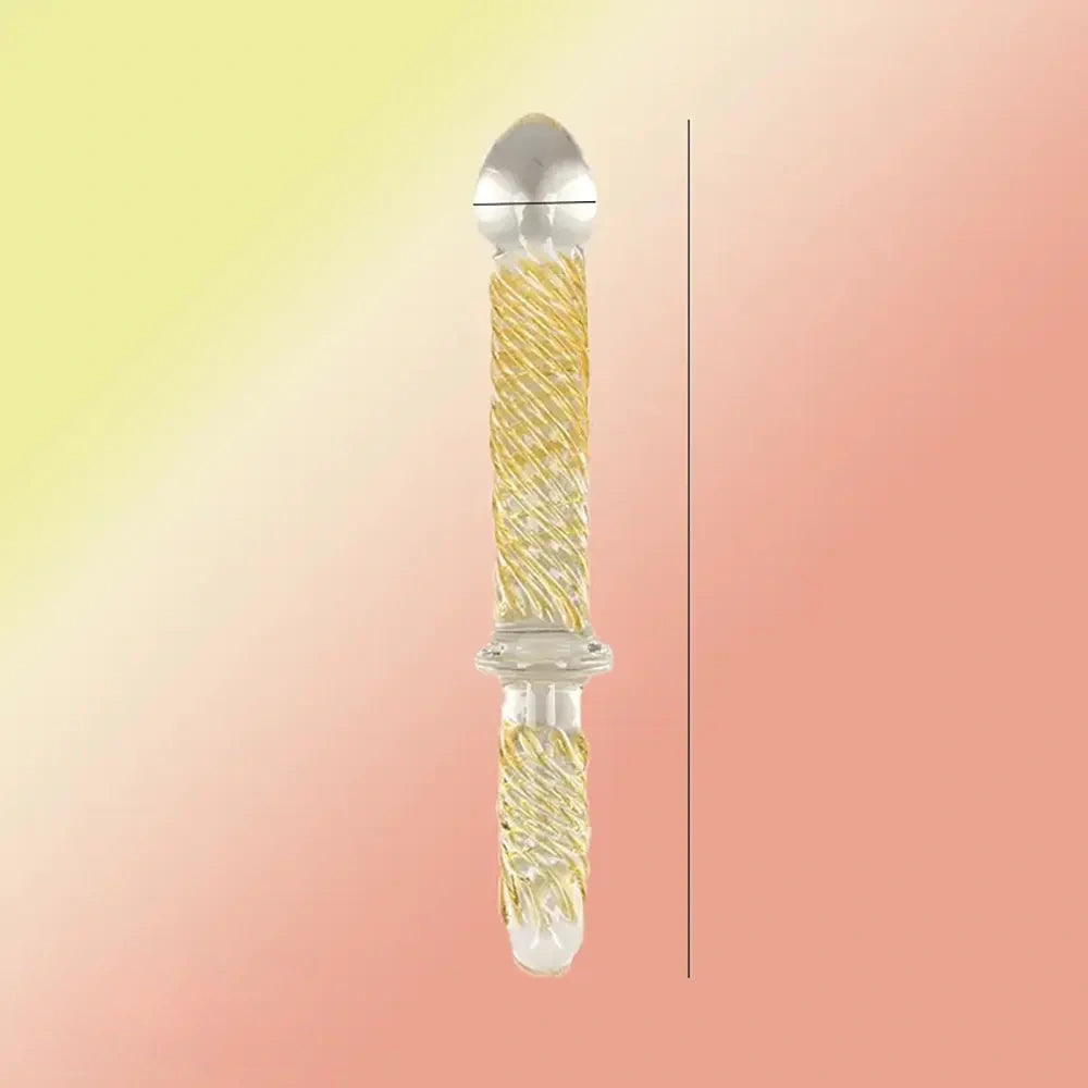 9in Female Pull Beads Anal Plug Threaded Double-head Glass Handle Dildo