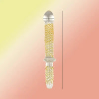 9in Female Pull Beads Anal Plug Threaded Double-head Glass Handle Dildo