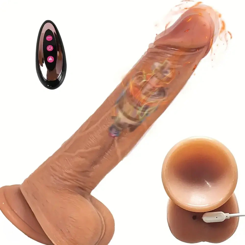 9in Flexible Vibrating Thrusting Heating Big Lifelike Skin Real Dildo